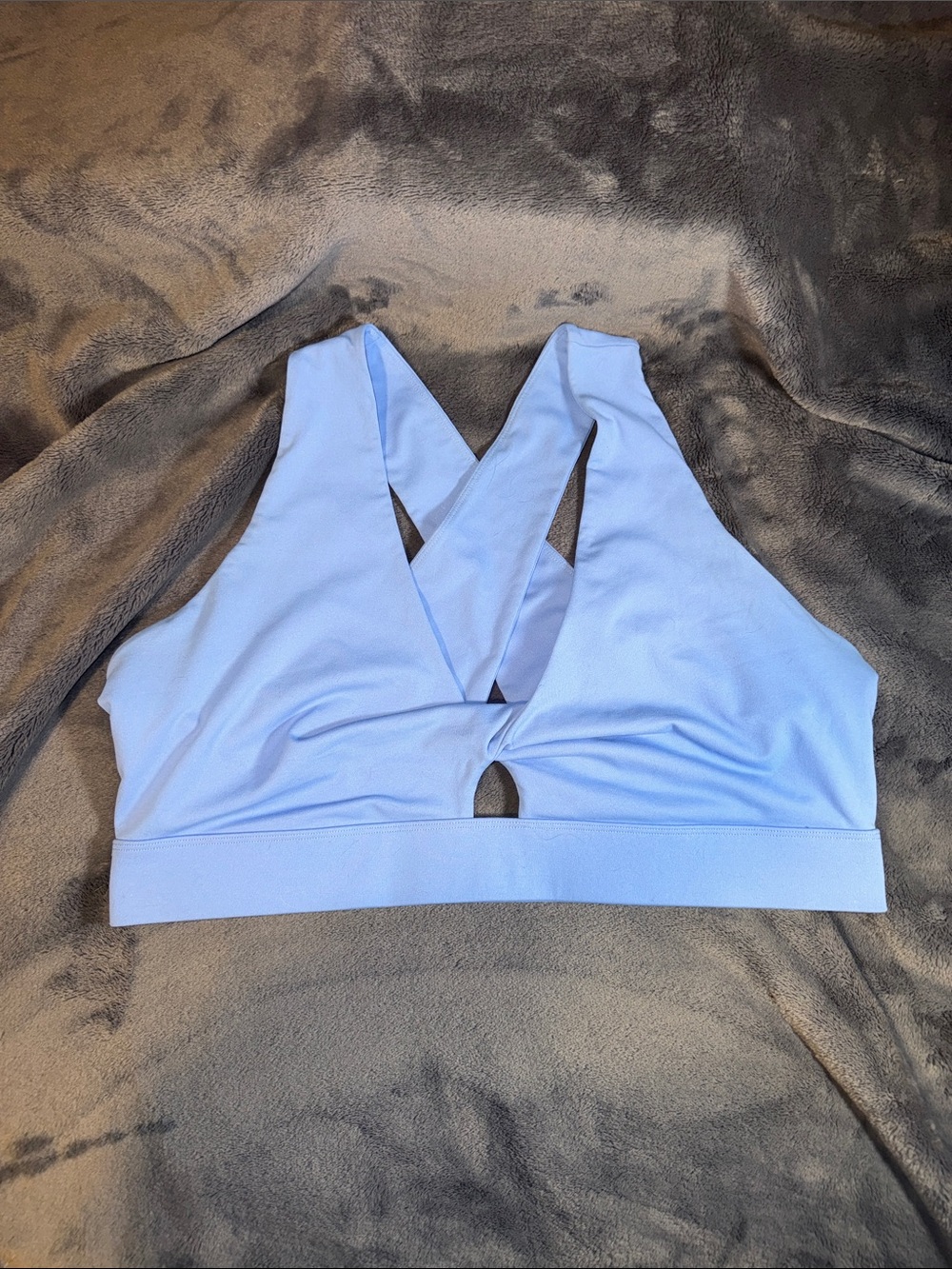 Fabletics Light Blue Cross-Back Sports Bra, Size 2X